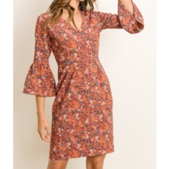 Bell Sleeve Midi Dress - Picture 1 of 4